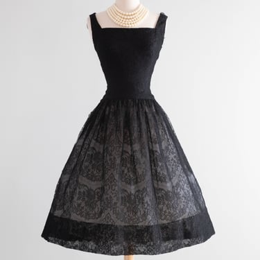 Rare 1950's French Couture Lace Cocktail Dress Attributed To Givenchy / Small