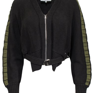 3.1 Phillip Lim - Brown Crop Sweater w/ Green Trim Sz XS