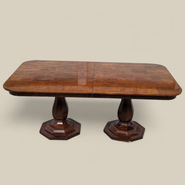Vintage Dining Table by Henredon, Burl wood, Dining Room, Mid Century, Art Deco, Regency, Charles X, 