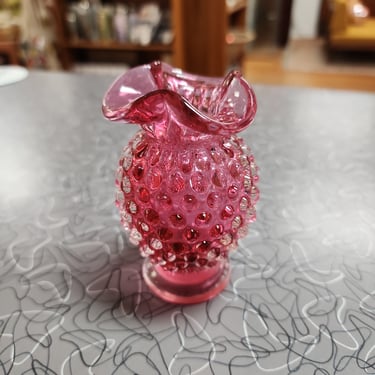 Fenton Cranberry Hobnail Mini Vase
