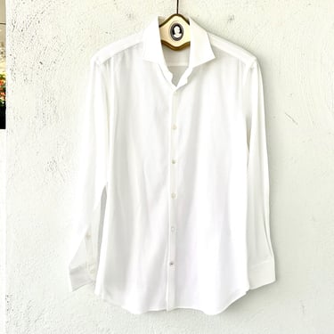 Vintage Loro Piana White Collared Shirt Basic Pima Cotton 