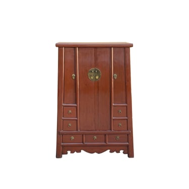 Chinese Vintage Distressed Brick Red Color Narrow A Shape Cabinet ws3281E 