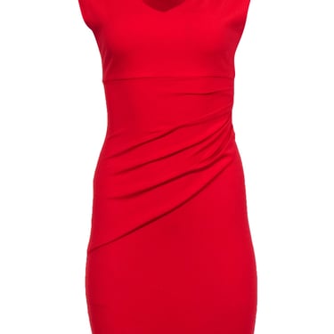 Diane von Furstenberg - Red Sleeveless Ruched Dress Sz 2