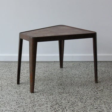 Vintage Edward Wormley for Dunbar Leather Top Wedge Side Table // End Table 
