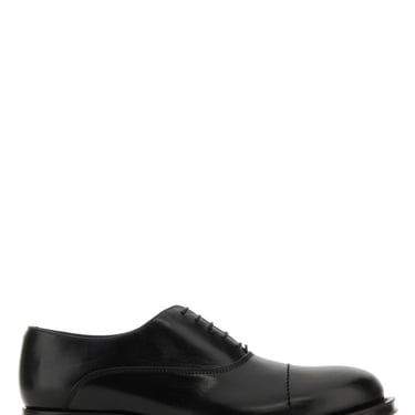 Lanvin Man Black Leather Richelieu Medley Lace-Up Shoes