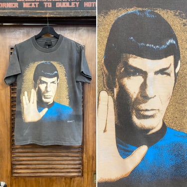 Vintage 1990’s Dated 1991 Spock Star Trek Cotton Full Front Image T-Shirt, Great Fade, 90’s Vintage Clothing 