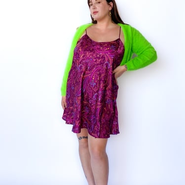 Modern Lime Green Fuzzy Cardigan, sz. XL-6XL