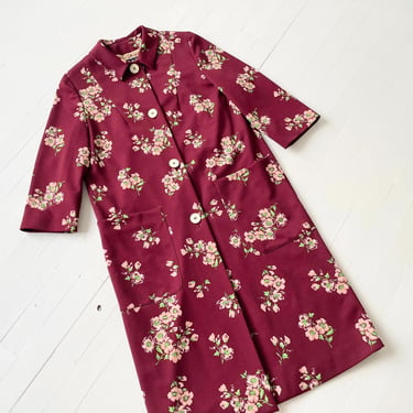 2000s D&G Floral Print Burgundy Coat 