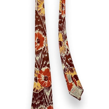 Vintage 1940s/1950s HOLLYVOGUE Necktie ~ Art Deco / Rockabilly / Swing ~ Neck Tie / Cravat ~ Floral / Flower / Atomic Print 