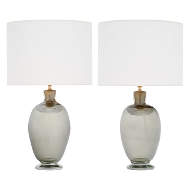 Murano Glass Gray and Avventurina Lamps