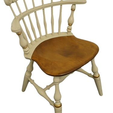 ETHAN ALLEN Cream / Off White and Gold Hitchcock Style Accent Side Chair 