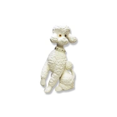 Vintage French Poodle Figurine, 1960s 1970s White Dog Statue, Ceramic Puppy Collectible, Mans Best Friend, Atlantic Mold, Vintage Home Decor 