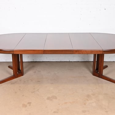 George Nakashima for Widdicomb Origins Collection Sculpted Walnut Extension Dining Table, Newly Restored