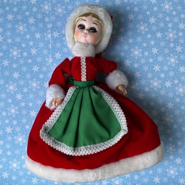 Bradley Mrs. Claus doll vintage Christmas big eye doll 