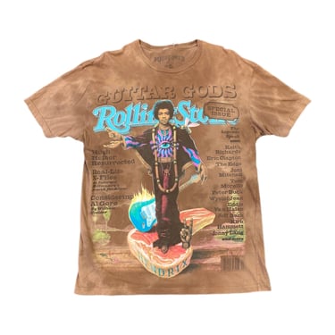 (XL) Brown Rolling Stones Issue 809 Jimi Hendrix T-Shirt 031422 JF