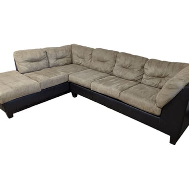 Two Tone Faux Leather Microfiber Sectional