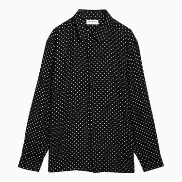 Saint Laurent Black Silk Polka Dot Shirt Men