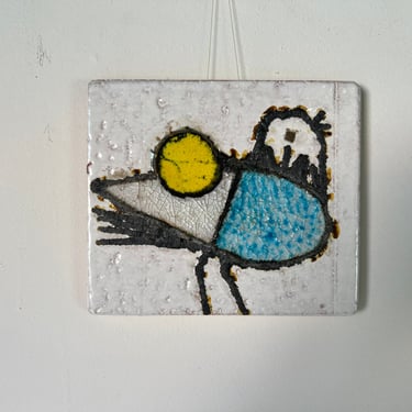 Vintage Hand Painted Abstract Seagull Wall Art Ceramic Plaque 