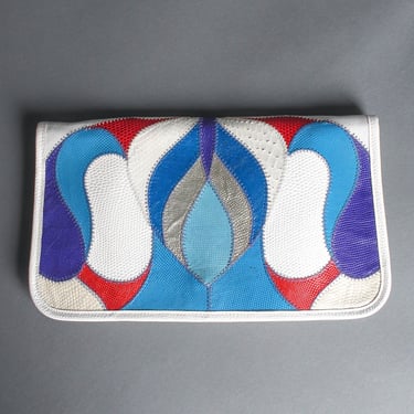 Abstract Snake Leather Envelope Clutch
