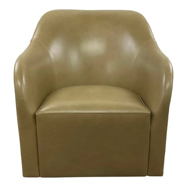 Theodore Alexander Modern Light Bronze Leather Edric Swivel Chair