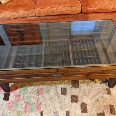 Recycled, Repurposed, Vintage Printer trays, Coffee Table. 