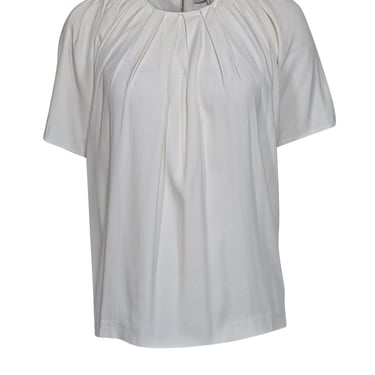 Sandro - Ivory Short Sleeve w/ Pleated Details & Black Colorblock Top Sz L