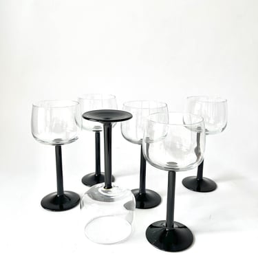 Vintage Luminarc Wine Glasses Made in France Black Stems 