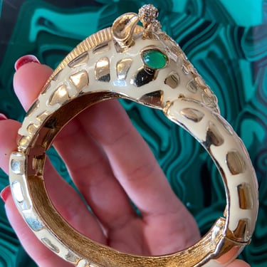 Rare Designer Ciner Cream & Gold  Giraffe Hinged Bracelet
