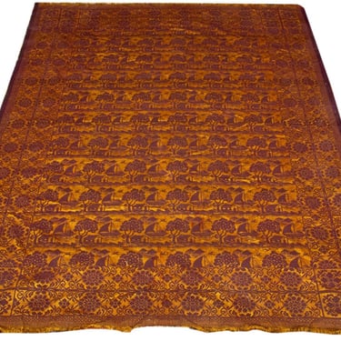 Floral Pattern Woven Coverlet, 7' 9" x 5' 9"