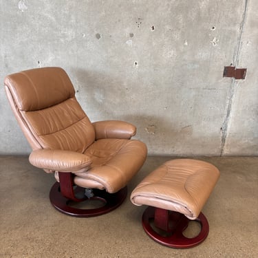 Lane Leather Recliner and Ottoman