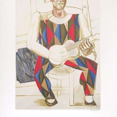 Arlequin a la Guitare by Pablo Picasso, Marina Picasso Estate Lithograph Poster 