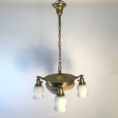 4-Arm Chandelier w/ Painted Shades