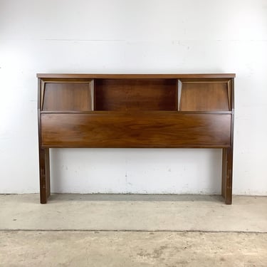 Mid-Century Walnut Storage Headboard- Full Size Bed 