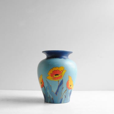 Vintage Hand Painted Blue Flower Vase 