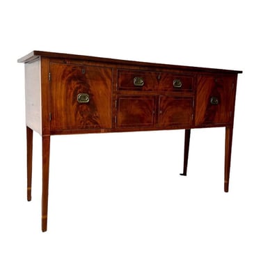 Free Shipping Within Continental US - Antique English Mahogany and Walnut Buffet Or Side Board With Burl Accents 