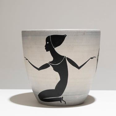 CACHE-POT "DANSEUSE" EN FAÏENCE, HENRI MILET, 1950s