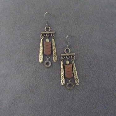 Southwest bronze chandelier earrings 
