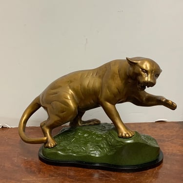 Vintage Metal Gold Tone Panther Sculpture 