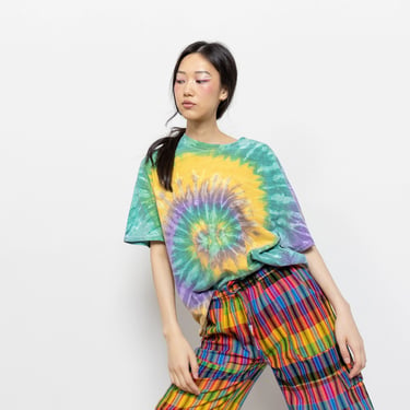 RAINBOW CARGO PANTS high waist longline cotton shorts festival vintage women / xs Small / extra small 90S 