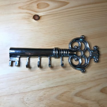 Vintage silver plated key shaped key holder 