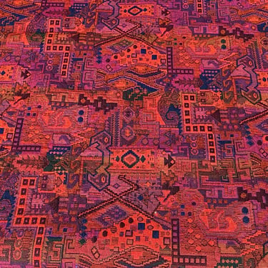 Vintage Orange Pink Purple Geometric Woven Textile Tablecloth 84