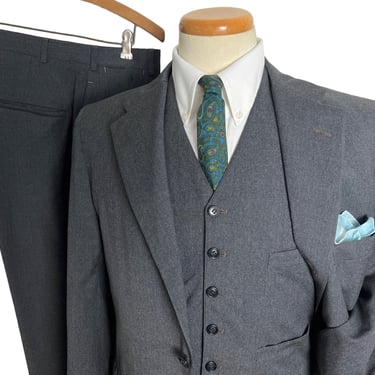 Vintage 1960s BROOKS BROTHERS University Shop Wool Flannel 3pc Sack Suit ~ 38 ~ vest / waistcoat ~ pants / jacket / sport coat ~ 