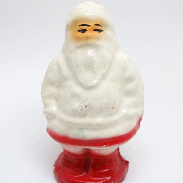 Antique 1940's Santa 3 3/4 Inch Candy Container, Pulp Paper Mache, Hand Painted for Christmas, Vintage Retro Decor 