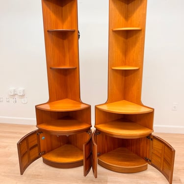 Mid Century Corner Units/Bookshelves Pair By Nathan Furniture of London 