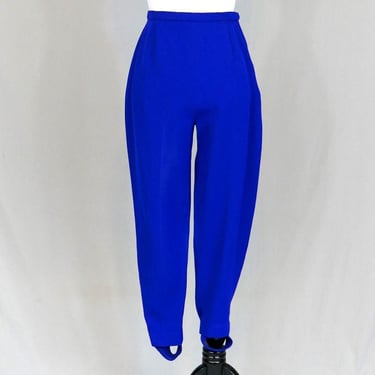 60s Blue Stirrup Pants - 25" waist - As-Is w/ flaws - High Waisted - Nylon Rayon Blend - Kmart, made in Japan - Vintage 1960s - XS S 