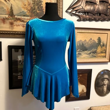 70s / 80s Vintage Figure Skating Dress Crushed Velvet 