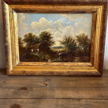 Original 19th c. Antique Oil Painting, Norwich School Landscape 