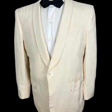 Vintage 1950s After Six Shantung Silk Shawl Collar Jacket ~ size 40 S ~ Blazer / Suit / Sport Coat ~ Dinner / Tux / Tuxedo ~ 