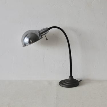 Christian Dell Style Mid Century Industrial Chrome Iron Gooseneck Desk Lamp 