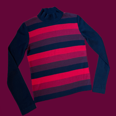 D&G 90s Striped Mock Neck Knit Top